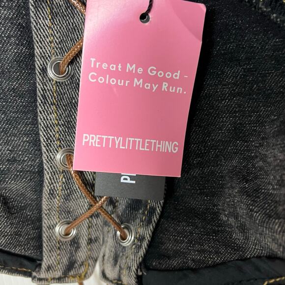 Pretty Little Thing Shape Brown Denim Lace Up Front Corset 6 - Picture 7 of 9